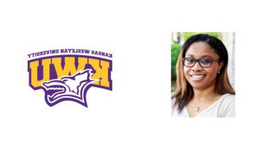 Woman's head shot with KWU logo